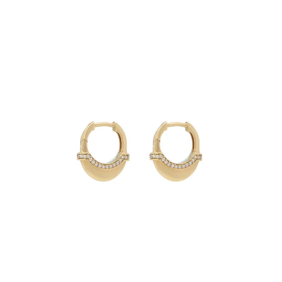 Luna X-Small Hoops - Gold with Diamond Pave Detail