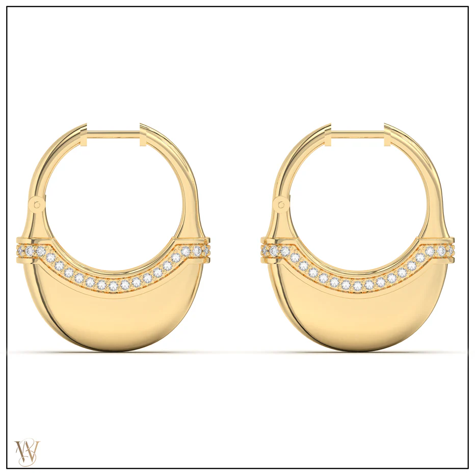 Luna Small Hoops - Gold with Diamond Pave Detail