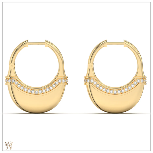 Luna Small Hoops - Gold with Diamond Pave Detail