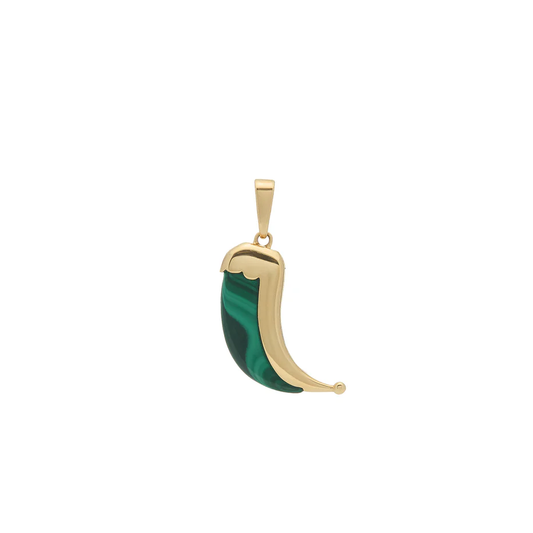 Wyld Dorian Horn - Yellow Gold and Malachite