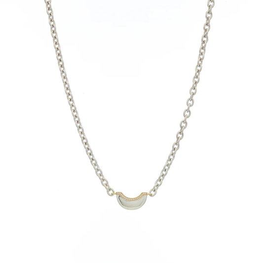 Luna Mini Necklace - Silver/Gold with Diamond Pave Detail