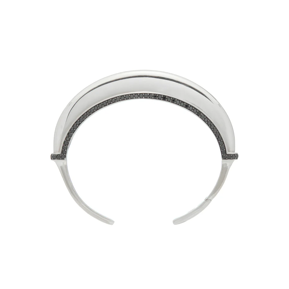 Luna Cuff - Silver with Black Diamond Detail
