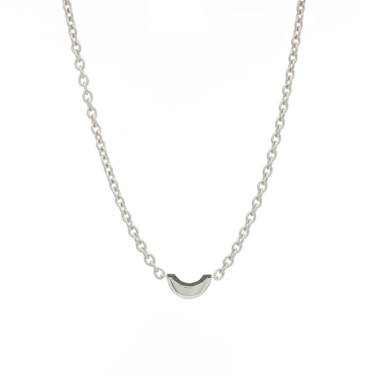 Luna Mini Necklace - Silver with Black Diamond Detail