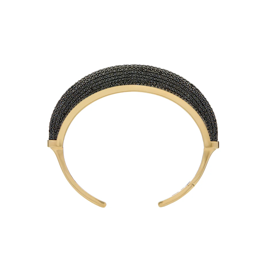 Luna Cuff -Gold Black Diamond Pave