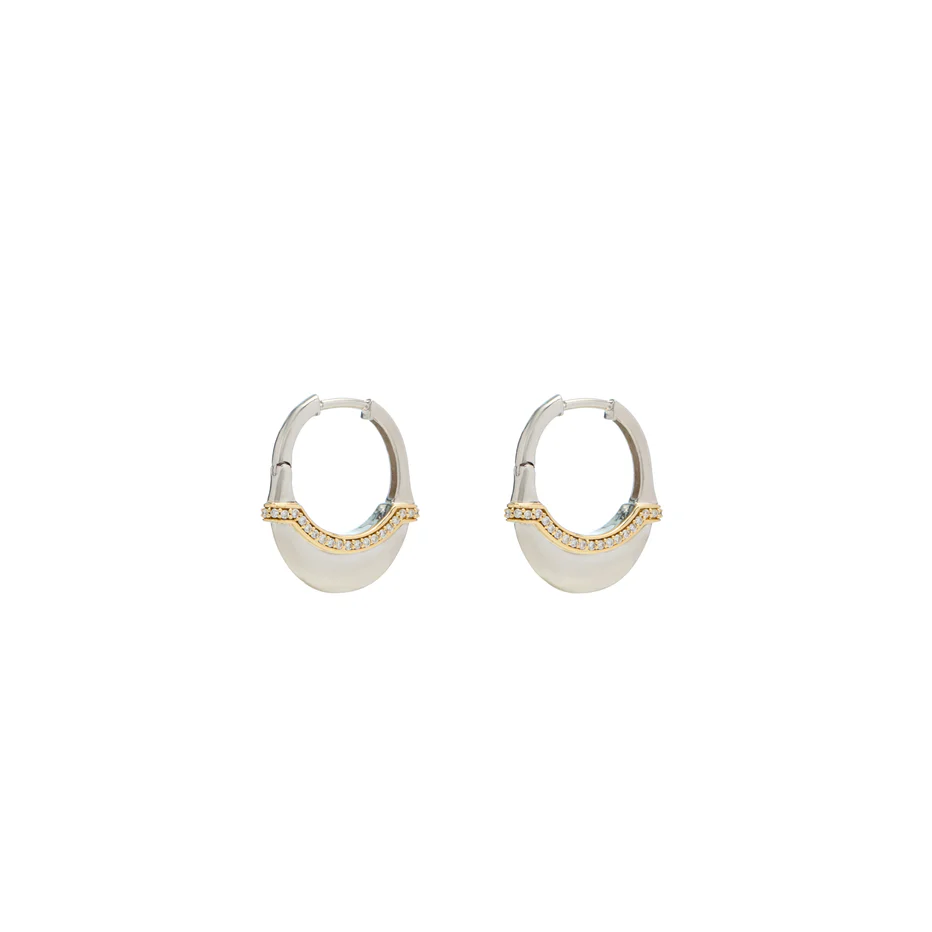 Luna X-Small Hoops - Silver/Gold with Diamond Detail