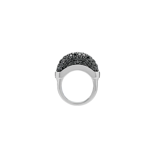 Luna Mini Ring - Silver with Black Diamond Pave