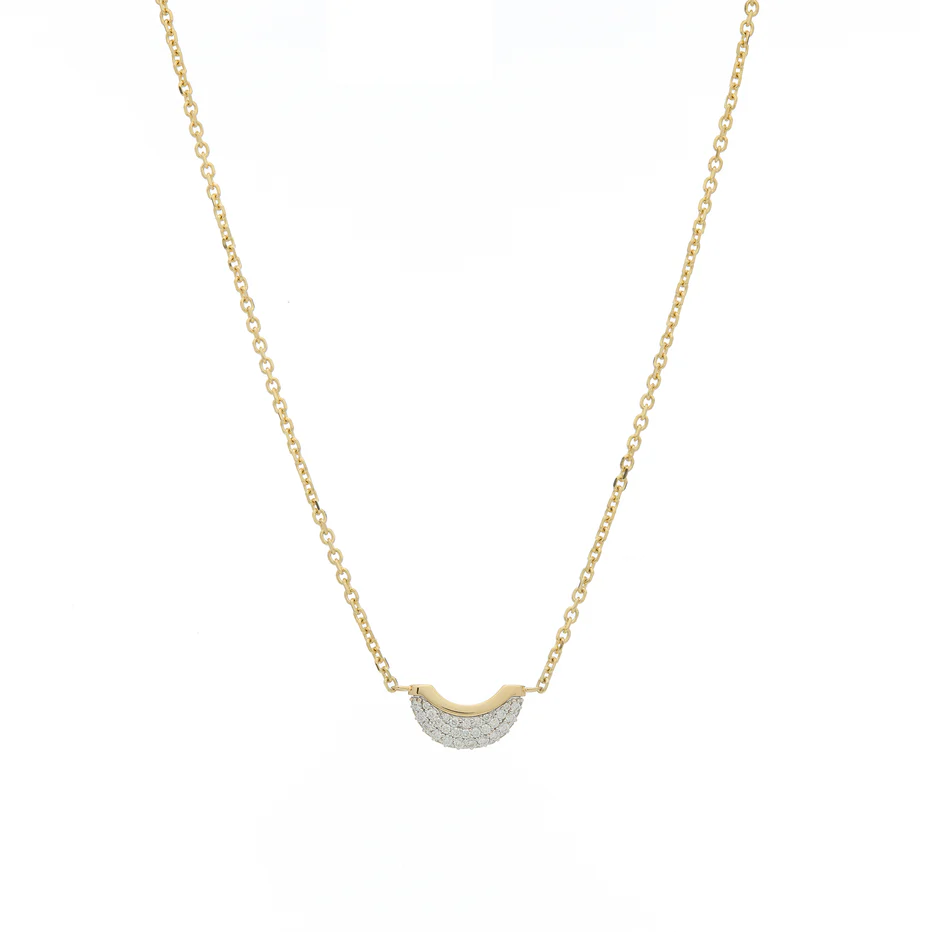 Luna Mini Necklace - Gold with Diamond White Pave