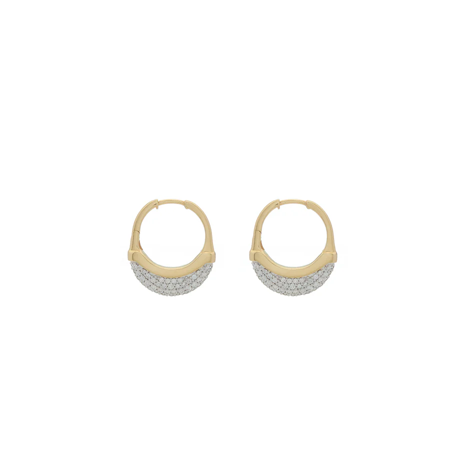 Luna Small Hoops - Gold with Diamond Pave
