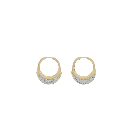 Luna Small Hoops - Gold with Diamond Pave