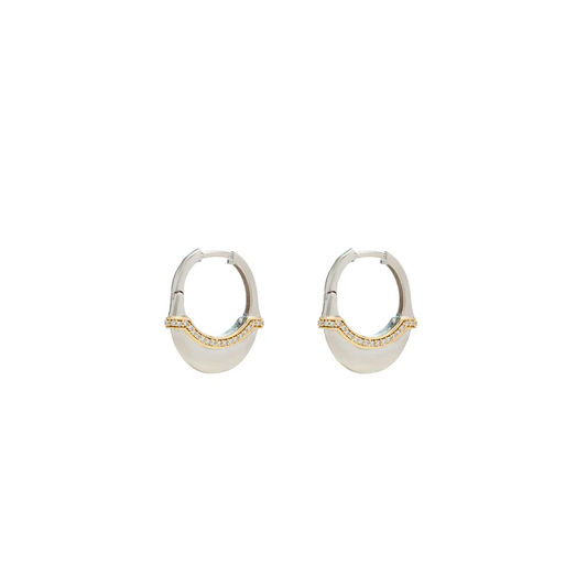Luna Small Hoops - Silver/Gold with Diamond Detail