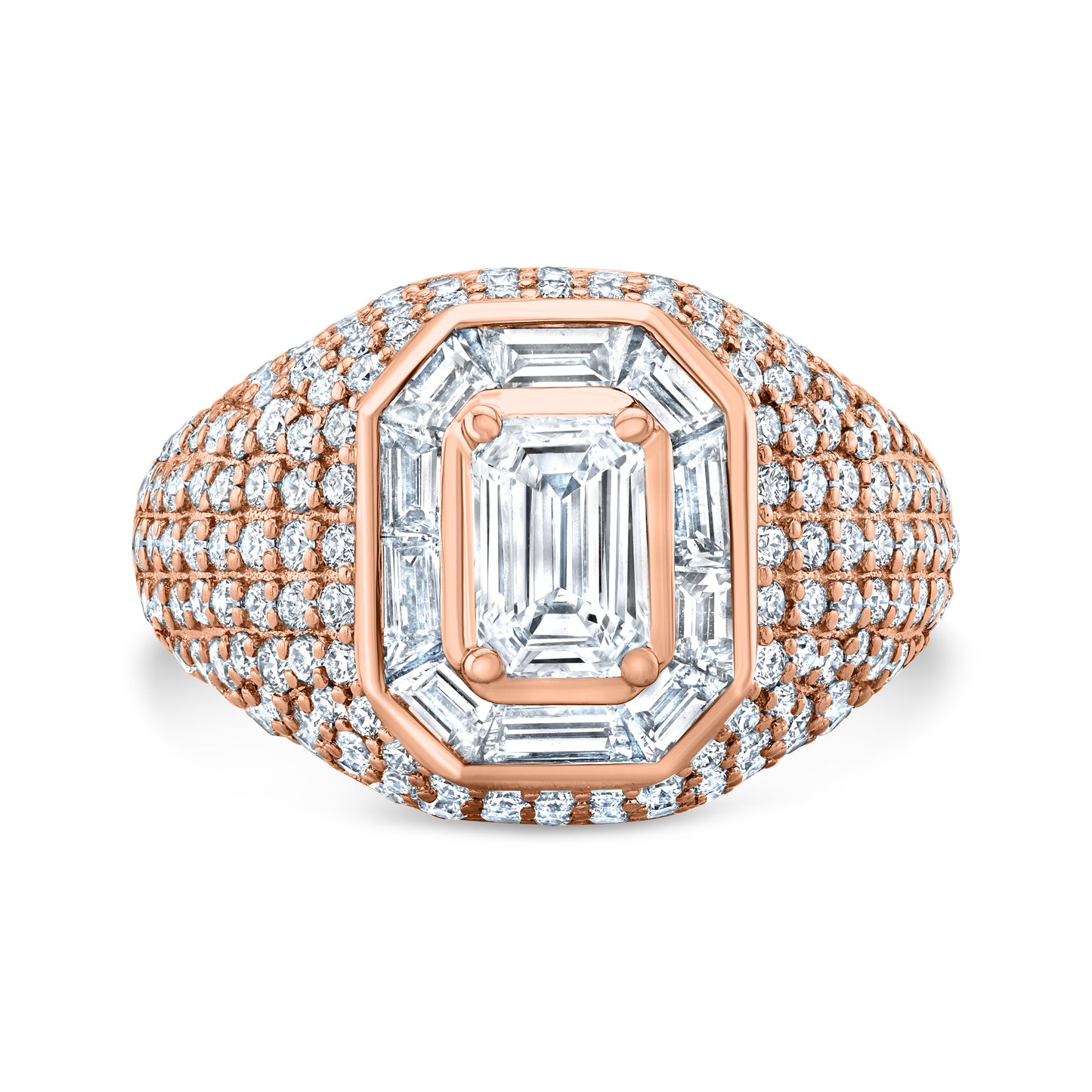 Vortex Emerald Baguette Pave Ring
