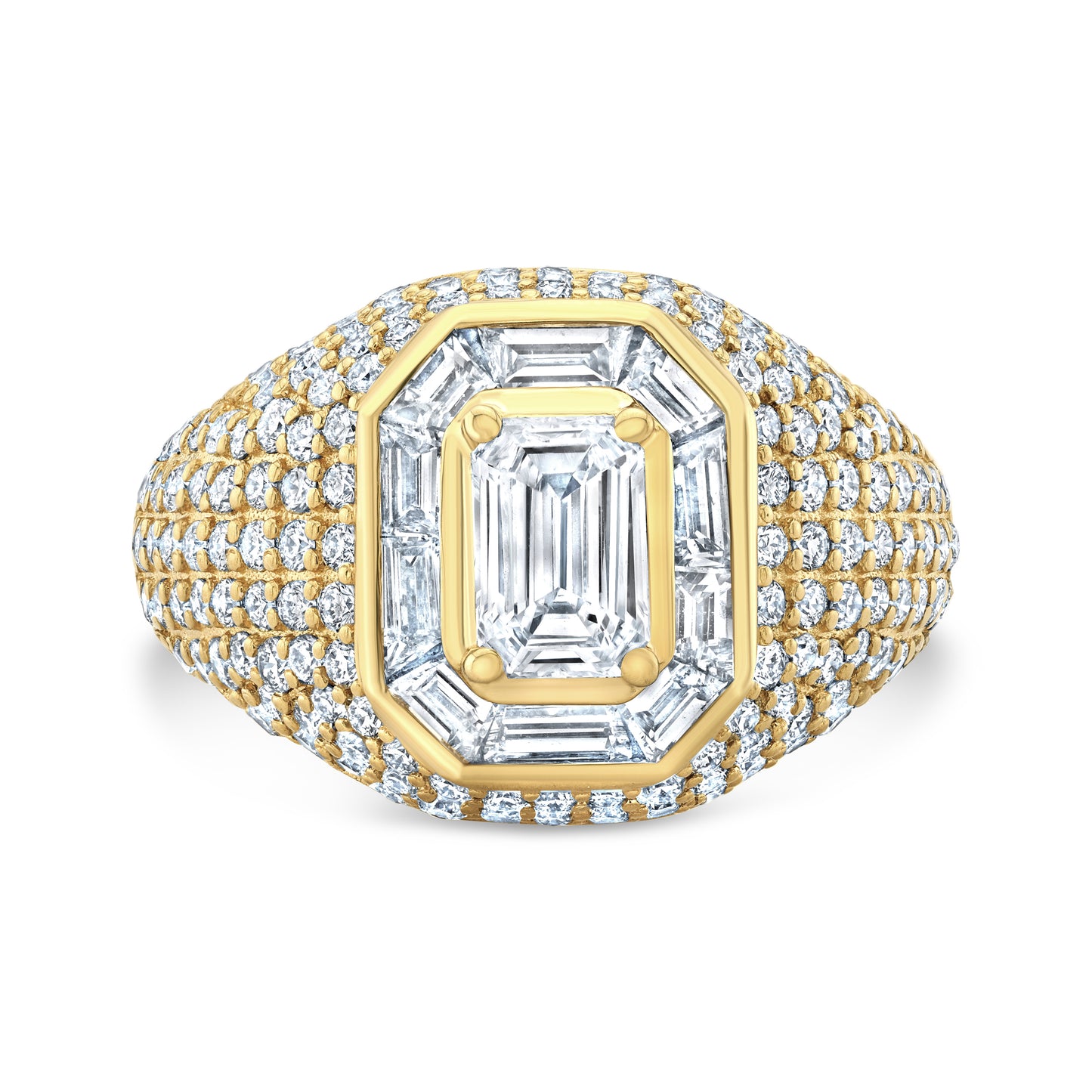 Vortex Emerald Baguette Pave Ring