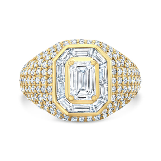 Vortex Emerald Baguette Pave Ring