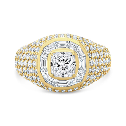 Vortex Cushion Baguette Pave Pinky Ring